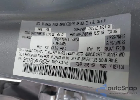 2019 Toyota Yaris L from USA, damaged, VIN 3MYDLBYV4KY510754